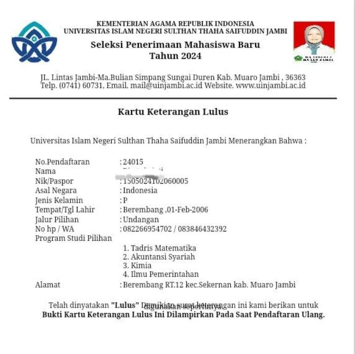 Selamat...! 15 siswa siswi MAN 2 Muaro Jambi di terima lewat jalur prestasi di UIN STS Jambi