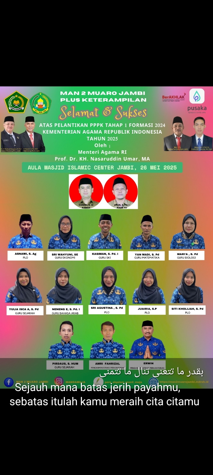 Selamat, 13 Guru dan Staf Tu MAN 2 Muaro Jambi Resmi di Lantik Jadi ASN PPPK Di Lingkungan Kementerian Agama Tahun 2025