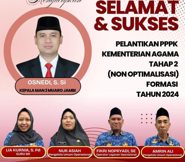 Empat Guru dan Staf MAN 2 Muaro Jambi Dilantik sebagai PPPK Empat Guru dan Staf MAN 2 Muaro Jambi Dilantik sebagai PPPK
