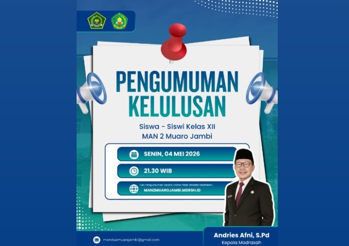 Pengumuman Kelulusan Peserta Didik Kelas Xii Fase F MAN 2 Muaro Jambi, Tahun Pelajaran 2025-2026