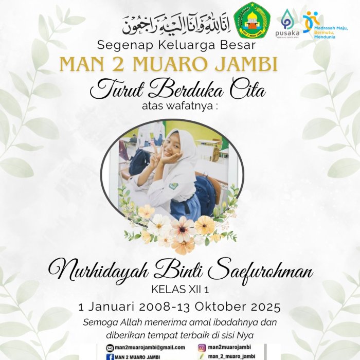 Siswi MAN 2 Muaro Jambi Meninggal Akibat Demam Berdarah Siswi MAN 2 Muaro Jambi Meninggal Akibat Demam Berdarah